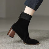 CHICDEAR Ankle Suede Chelsea Women Boots High Heels Shoes 2023 Winter New Fashion Party Chunky Shoes Sexy Pumps Motorcycle Snow Botas