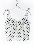 Chicdear Summer Women Black Dot Print Camisole Spaghetti Strapless Short Tank Top Casual Holiday Crop Top Vestidos