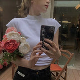 CHICDEAR Sexy Backless Crop Tops Women 2023 Summer Fashion Bandage White T-Shirts Woman Korean Short Sleeve Cropped Tee Hot Sale