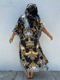 CHICDEAR Moroccan Kaftan Boho Print Dress Sexy Batwing Sleeve Maxi Dress 2023 Summer Women Clothing Beach Wear Casual Maxi Dress Q1394