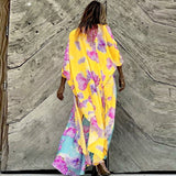 CHICDEAR Bohemian Print Tunic Long Kimono Plus Size Beach Wear 2023 Summer Clothing For Women Tops And Blouses Shirts A1013