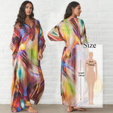 CHICDEAR 2023 Sexy Cold Shoulder V Neck Bats Sleeve Loose Summer Beach Dress Plus Size Women Beachwear Kaftan Black Dress Q943