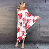 CHICDEAR Green Boho Printed Off Shoulder Kaftan Plus Size Women Clothes Summer Sexy Beach Wear Tunic Casual High Street Dresses A1015