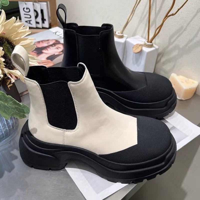 CHICDEAR Ankle Chelsea Boots Winter Women Shoes 2023 New Casual Sport Motorcycle Boots Fashion Flats Platform Goth Shoes Women Snow Botas