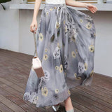 CHICDEAR Elegant Print Floral Long Skirts For Women Korean Style High Waist Chiffon Skirt Casual Holiday Big Hem A-Line Skirts