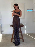 CHICDEAR 2023 Black Fashion Polka Dots Sundress Sexy See Through Spaghetti Strap Maxi Dress Women Summer Clothes Party Slip Dresses A1259
