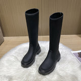 CHICDEAR 2023 New Platform Mid Heels Mujer Shoes Winter Snow Designer Knee-High Women Boots Fashion Chunky Warm Goth Casual Chelsea Botas