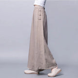 CHICDEAR 2023 Summer Wide Leg Pants Women High Waist Breathable Cotton Linen Pants Womens Loose Casual Ankle Length Trousers