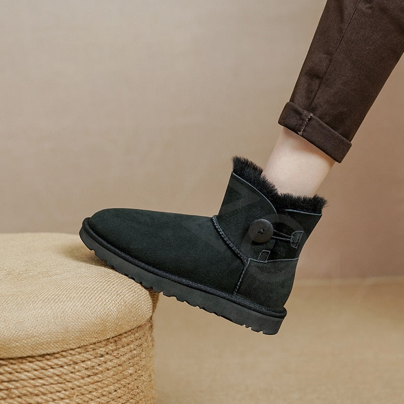 CHICDEAR Women Chelsea Boots Winter Short Plush Fur Warm Snow Boots 2023 New Casual Suede Ankle Boots Flats Shoes Ladies Motorcycle Botas