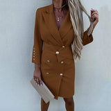 CHICDEAR Fashion Office Lady Blazer Dress Women 2023 Autumn 3/4 Sleeve Work Wear Elegant Mini Dress Casual Belted Suit Vestidos