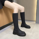 CHICDEAR 2023 New Platform Mid Heels Mujer Shoes Winter Snow Designer Knee-High Women Boots Fashion Chunky Warm Goth Casual Chelsea Botas