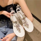 CHICDEAR 2023 New Summer Flats Sandals Women Crystal Clip Toe Slippers Trend Luxury Brand Ladies Shoes Beach Causal Slides Mujer Zapatos