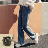 CHICDEAR 2023 Winter Plus Velvet Warm Jeans Women Fashion High Waist Thicken Fleece Straight Pants Belt Denim Wide Leg Trousers