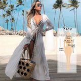 CHICDEAR Elegant Women Tunic Summer Fashion Long Beach Dress Sexy Patchwork Short Sleeve Front Open White Robe Dress Pareos Q561