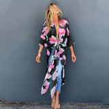 CHICDEAR Bohemian Print Tunic Long Kimono Plus Size Beach Wear 2023 Summer Clothing For Women Tops And Blouses Shirts A1013