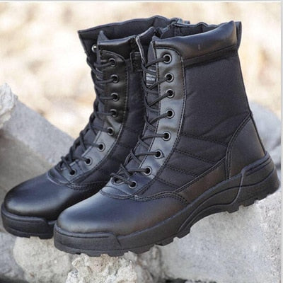 CHICDEAR Hot Fashion Men Boots Winter Outdoor Leather Military Boots Breathable Army Combat Boots Plus Size Desert Boots Men Hiking Shoes
