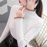 CHICDEAR 2023 Autumn Winter Ruffles Sweater Women Turtleneck Ruched High Elastic Sweaters Female Slim Fit Sexy Knitted Pullovers