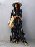 CHICDEAR Bohemian Printed V-Neck Batwing Sleeve Side Split Loose Dress For Women Clothes Plus Size Beachwear Maxi Dress Q1218
