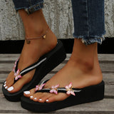 CHICDEAR Wedges Crystal Slippers Women Shoes Summer Sandals 2023 New Rome High Heels Platform Butterfly Flip Flops Ladies Beach Slides