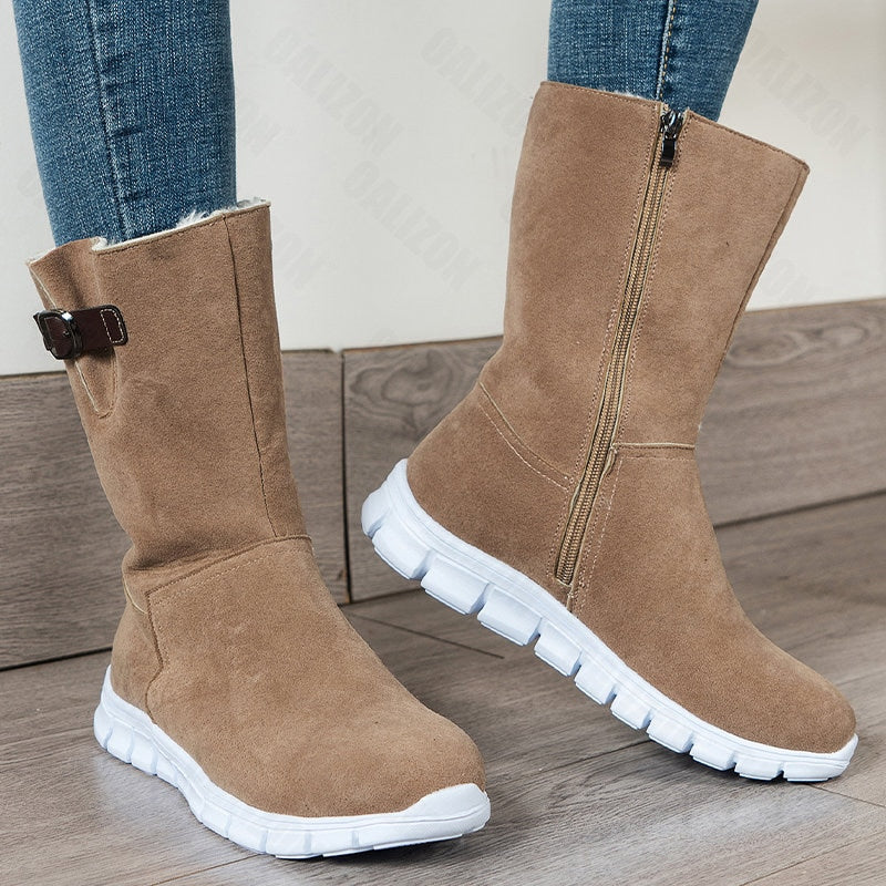 CHICDEAR 2023 New Chelsea Boots Gladaitor Women Shoes Winter Fashion Suede Ankle Snow Boots Sport Casual Shoes Flats Motorcycle Botas