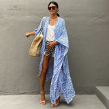 CHICDEAR 2023 Elegant Kaftan Vintage V-Neck Side Split Maxi Dress Women Summer Clothing Beach Wear Maxi Dresses A1043