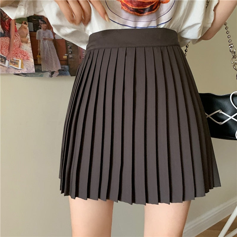 CHICDEAR Sexy Women Pleated Skirts 2023 Summer Elastic High-Waisted Mini Skirt Woman Korean Preppy Style A-Line Short Skirts