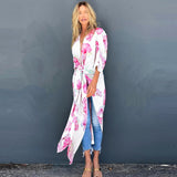 CHICDEAR Bohemian Print Tunic Long Kimono Plus Size Beach Wear 2023 Summer Clothing For Women Tops And Blouses Shirts A1013