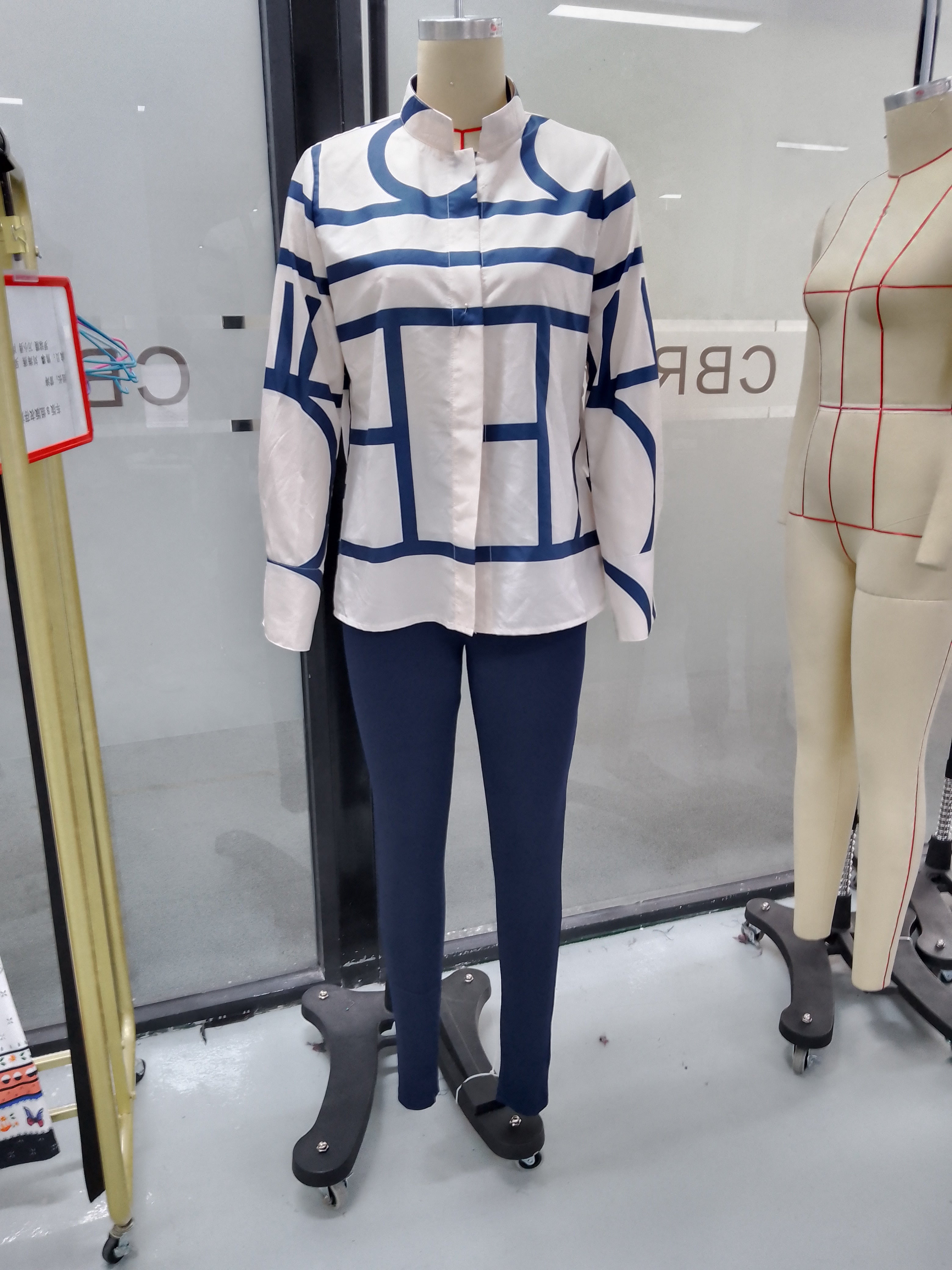 CHICDEAR Women Chic Two Piece Set Outfits Striped Print Shirt & High Waist Pants Set Shirt Top Commuter Wear