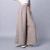 CHICDEAR 2023 Summer Wide Leg Pants Women High Waist Breathable Cotton Linen Pants Womens Loose Casual Ankle Length Trousers