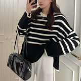 CHICDEAR Autumn Winter Women Sweater Striped Pullover Jumper 2023 Traf Sweater Y2K Clothes Pull Jumpers Korean Tops Turtleneck Jersey