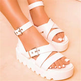 CHICDEAR Sandals Platform Women Thick Buckle Strap Gladiator Shoes Summer Sandals 2023 New Casual Sport Flat Ladies Shoes Slippers Slides