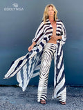 CHICDEAR 2023 Zebra Pattern White Chiffon Tunic Plus Size Sexy Beach Wear Kimono Summer Clothing For Women Tops And Blouses Shirts A792