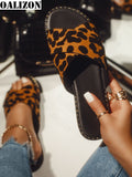 CHICDEAR Women Flip Flops Leopard Print Summer 2023 Slippers Woman Casual Flats Cross Open Toe Female Lady Slides Slippers Sandals Shoes