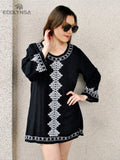 CHICDEAR 2023 Sexy Boho Summer Beach Dress Women Beachwear Cotton Tunic Plus Size Clothing Loose Woman Clothes Club Party Dress Q71