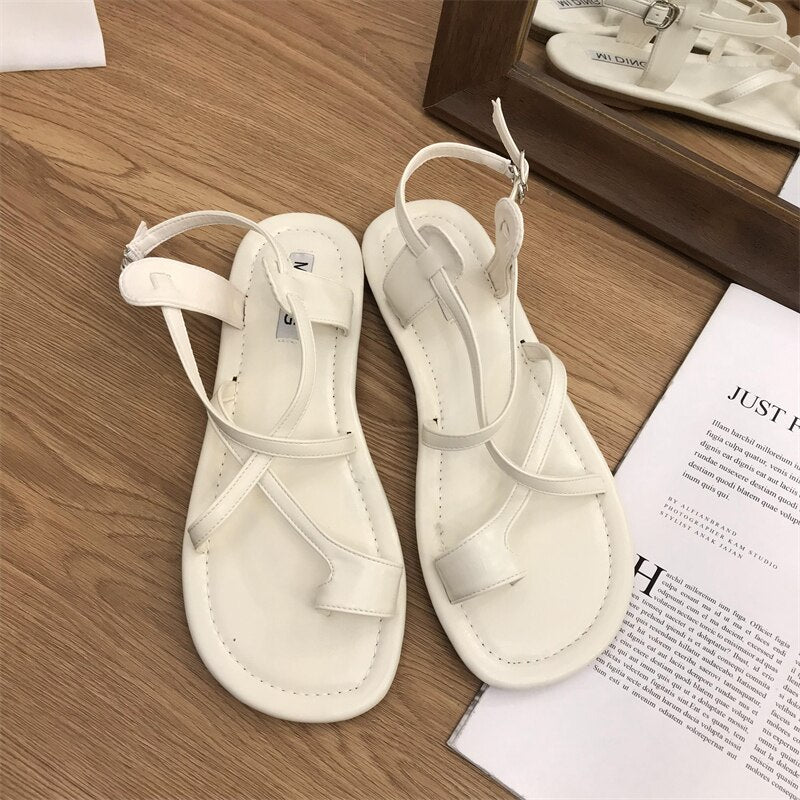 CHICDEAR Women Flats Clip Toe Sandals Summer Shoes 2023 New Causal Ladies Shoes Fashion Narrow Band Beach Flip Flops Slides Zapatos Mujer