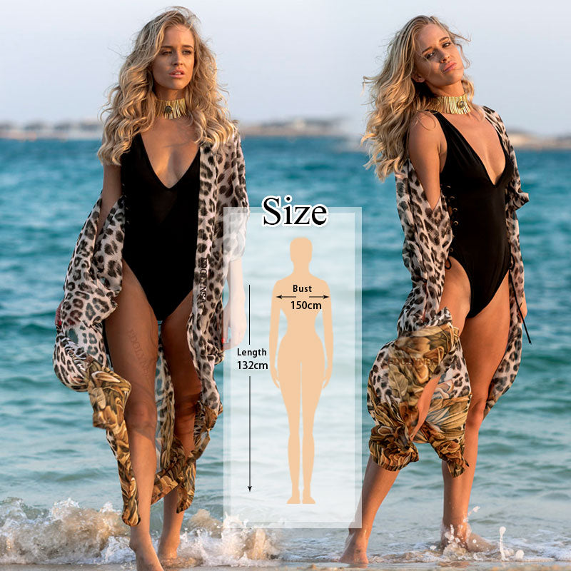 CHICDEAR Print Chiffon Beach Cover Up Tunics For Beach Long Kaftan Bikini Cover Up Robe De Plage Sarong Beach Swimsuit Coverup #Q912