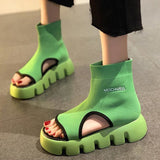 CHICDEAR Women Platform High Heels Sandals Spring Summer 2023 New Sport Wedges Running Shoes Weave Women Shoes Casual Cozy Mujer Zapatos