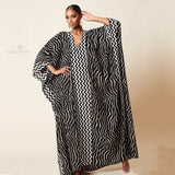 CHICDEAR 2023 Retro Striped Batwing Sleeve Plus Size Loose Maxi Dress For Women Summer Beach Wear Kaftan Shirt Robe De Plage Q1360