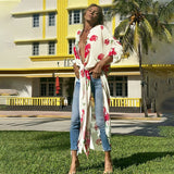 CHICDEAR Bohemian Print Tunic Long Kimono Plus Size Beach Wear 2023 Summer Clothing For Women Tops And Blouses Shirts A1013