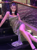 CHICDEAR 2023 Fashion Snake Print Sundress Sexy Spaghetti Strap Bodycon Maxi Dress Women Summer Clothes Party Chiffon Slip Dresses A1258
