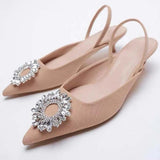 Chicdear Fall Outfit Rhinestone Women's Pumps Fashion Pointed Slingback Female Stiletto 2023 New Elegant Colorful Shallow Mouth Ladies Prom Shoes