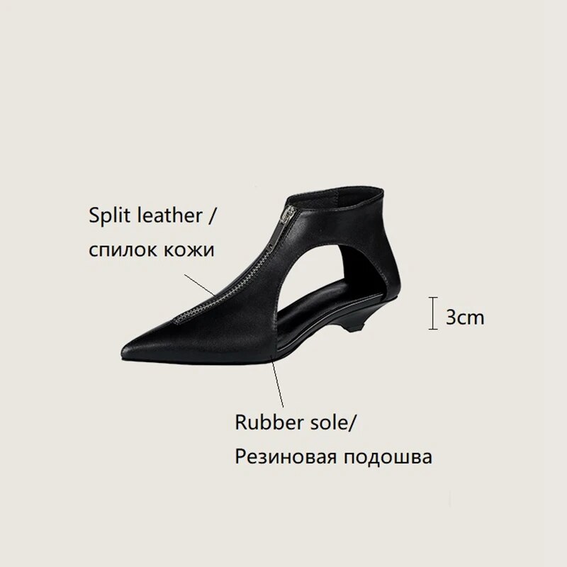 Chicdear -NEW Summer Women Shoes Genuine Leather Pointed Toe Women Sandals Solid Modern Sandals for Women Soft Low Heels Plus Size Shoes