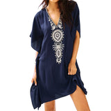 CHICDEAR 2023 Sexy Boho Summer Beach Dress Women Beachwear Cotton Tunic Plus Size Clothing Loose Woman Clothes Club Party Dress Q71