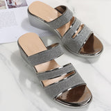 CHICDEAR Women Wedges Slippers Bling Flats Flip Flops 2023 New Summer Sandals Autumn Shoes Rome Ladies Shoes Slingback Causal Slides Fad