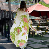 CHICDEAR 2023 Striped White Chiffon Tunic Long Kimono Plus Size Sexy Beach Wear Summer Clothing For Women Tops And Blouses Shirts A790