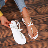 CHICDEAR Summer New Flats Sandals 2023 Women Open Toe Shallow Slippers Shoes Designer String Bead Slip-On Flip Flops Party Casual Slides