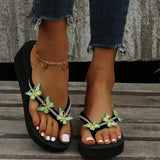 CHICDEAR Wedges Crystal Slippers Women Shoes Summer Sandals 2023 New Rome High Heels Platform Butterfly Flip Flops Ladies Beach Slides
