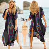 CHICDEAR 2023 Sexy Cold Shoulder V Neck Bats Sleeve Loose Summer Beach Dress Plus Size Women Beachwear Kaftan Black Dress Q943