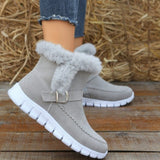 CHICDEAR Winter Women Fur Warm Chelsea Snow Boots Casual Shoes 2023 New Short Plush Suede Ankle Boots Flats Gladiator Sport Ladies Botas