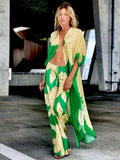 CHICDEAR 2023 Green Boho Print Long Kimono Chiffon Tunic Women Big Size Spring/Autumn Beach Wear Sexy Club Maxi Dress Robe A1012